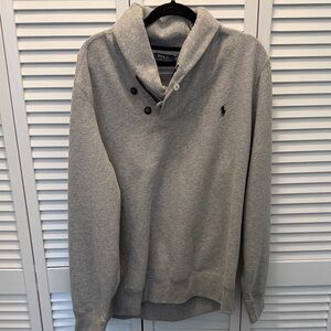 Ralph Lauren Heather Gray Button-Up Sweatshirt